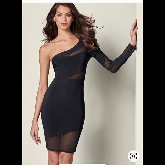 VENUS Dresses & Skirts - NWT One shoulder mesh insert dress